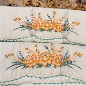 Pair of embroidered pillowcases